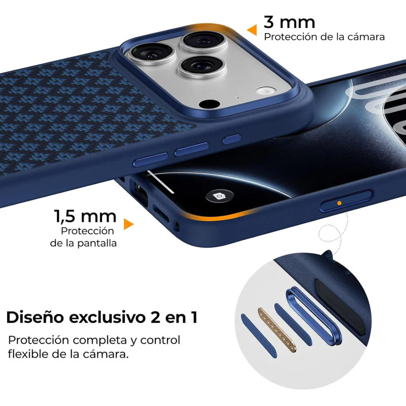 Capa Apokin Benks ArmorGrid Pro Magnética Antiqueda em Kevlar para iPhone 17 Pro Max e 18 Pro Max Azul - Imagem 4
