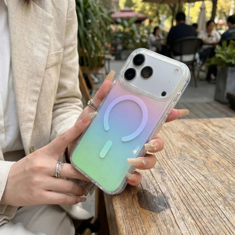 Capa Apokin para iPhone 17 Pro e 18 Pro com MagSafe Degradé e Glitter Multicolor - Imagem 2
