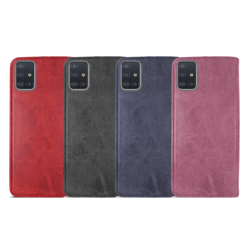 Capa Carteira Apokin com Porta-cartões em Couro Sintético para Samsung Galaxy A71 Azul - Imagem 1