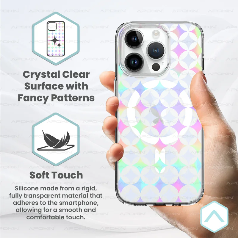 Capa Apokin para iPhone 17 Pro Max e 18 Pro Max Metálica Iridescente com Desenhos e MagSafe 5 - Imagem 3