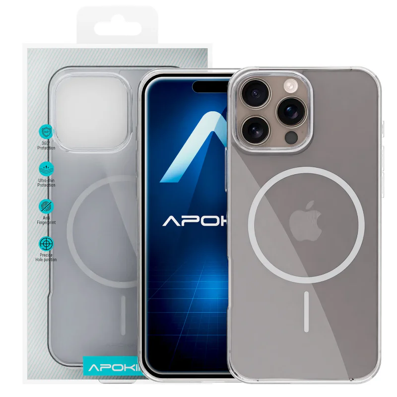 Capa Slim Apokin para iPhone 16 Pro Max Transparente com MagSafe Transparente - Imagem 1