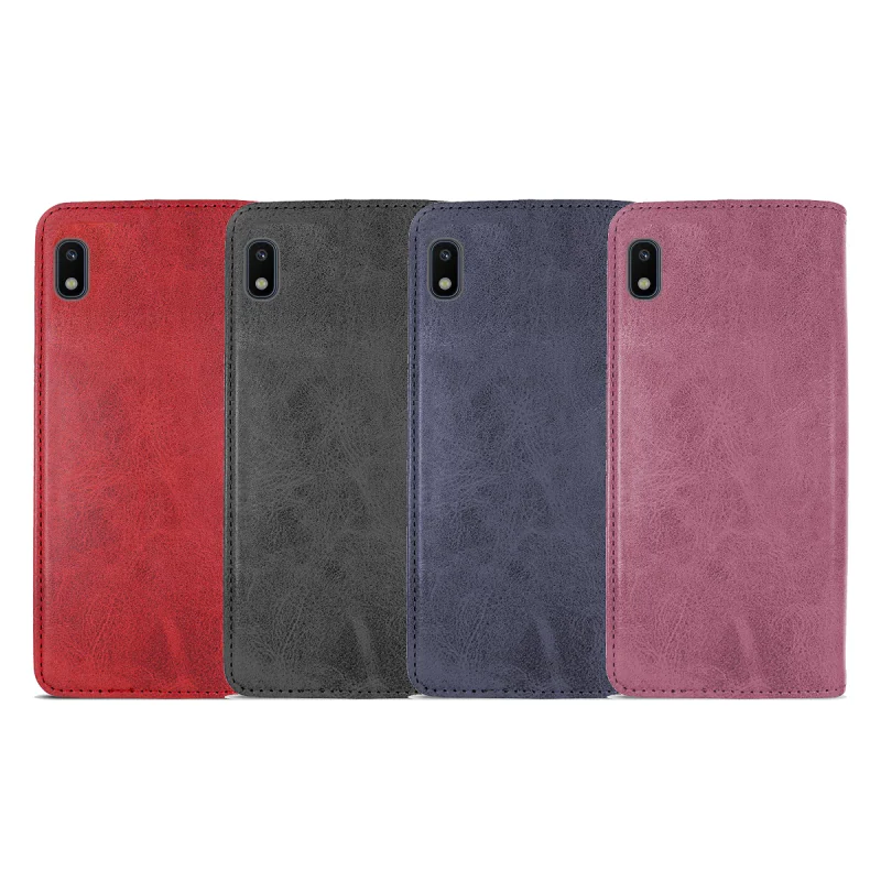 Capa Apokin para Samsung Galaxy A10 Pele Sintética com Porta-Cartões Vermelho - Imagem 1