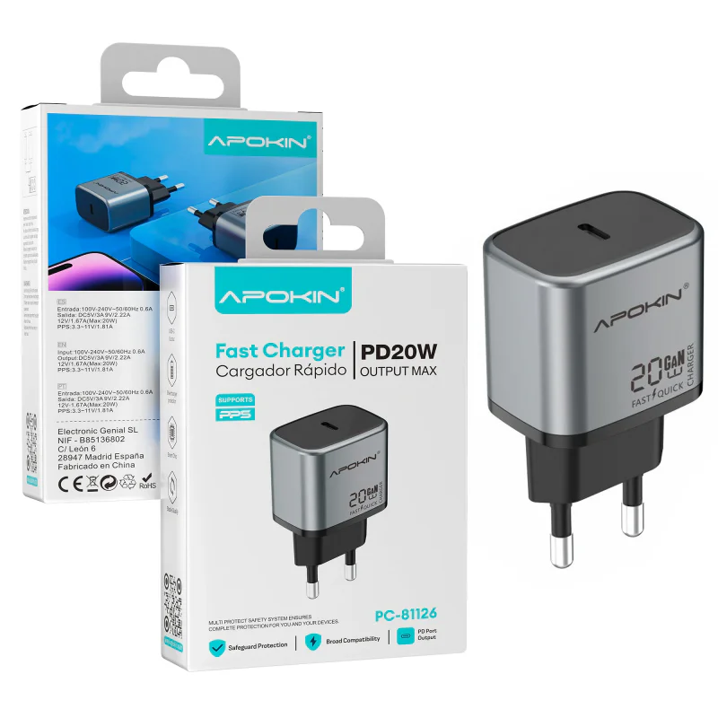 Carregador de Rede USB-C Apokin 20 W