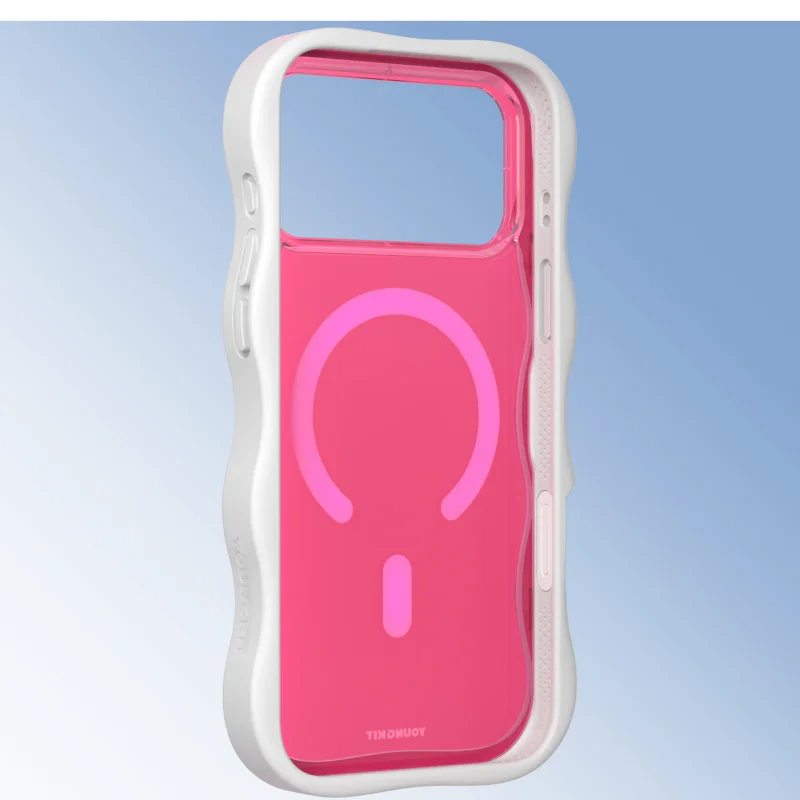 Capa Apokin Youngkit Big Wave Magnética para iPhone 17 Pro e 18 Pro Branco e Rosa - Imagem 4