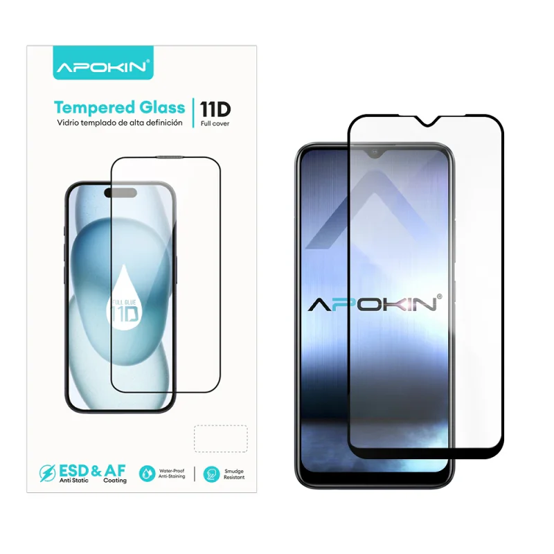 Película de Vidro Temperado Curvo Apokin 11D Cola Total para Realme C21 Preto