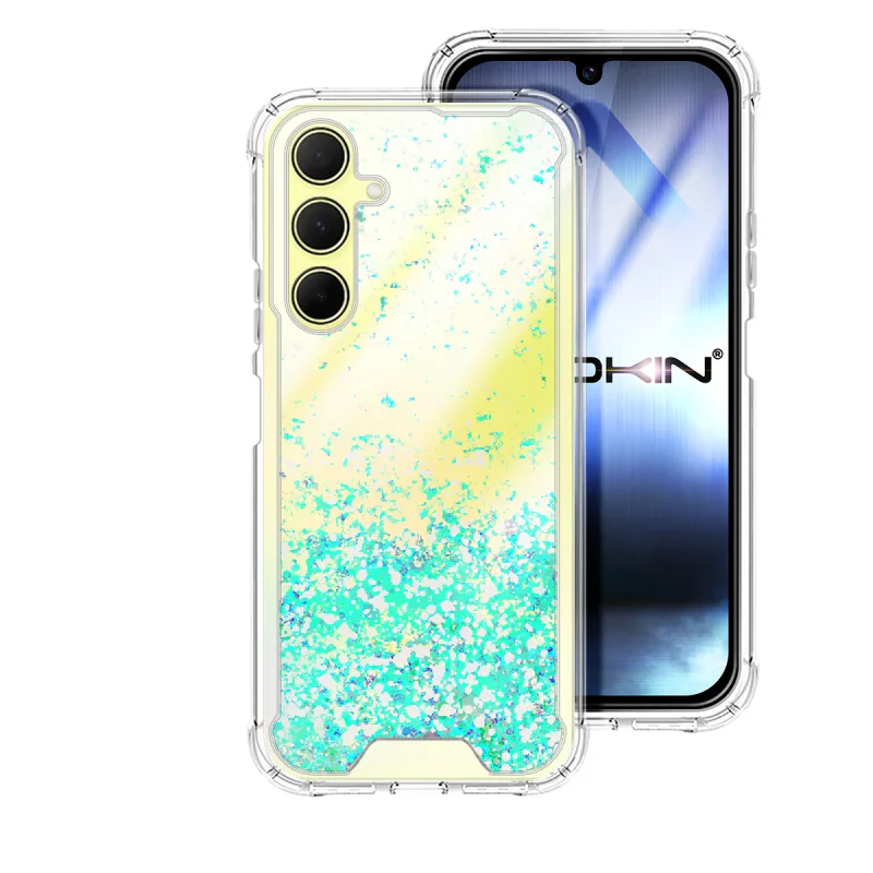 Capa de Gel Apokin Transparente com Purpurina para Samsung Galaxy A25 Rosa - Imagem 4