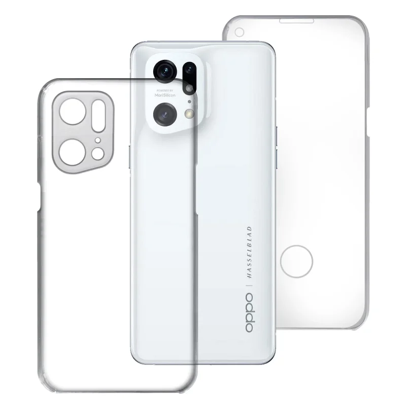 Capa Apokin para Oppo Find X5 Pro Dupla 360 Graus Silicone Transparente