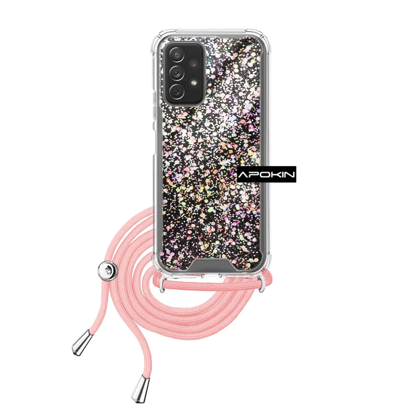 Capa Apokin em Gel Transparente com Cordão para Samsung Galaxy A72 Azul Turquesa - Imagem 3