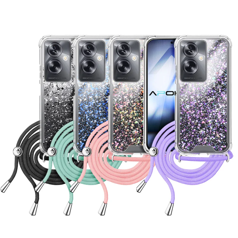 Capa Apokin para Oppo A79 5G Gel Transparente com Cordão Preto