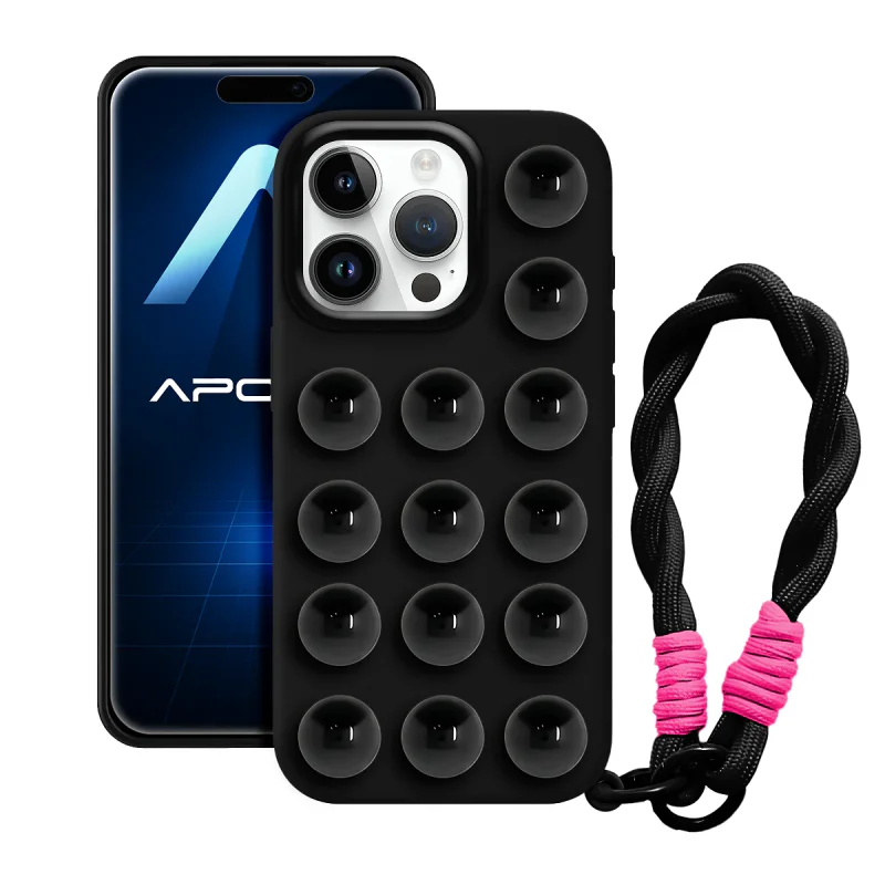 Capa Apokin para iPhone 14 Pro Silicone com Ventosa e Cordão Variedade de cores - Imagem 3