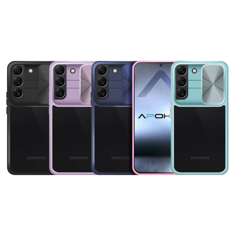 Capa de Gel Apokin Antichoque com Tampa Deslizante para Samsung Galaxy S22 Plus Azul Marinho - Imagem 1