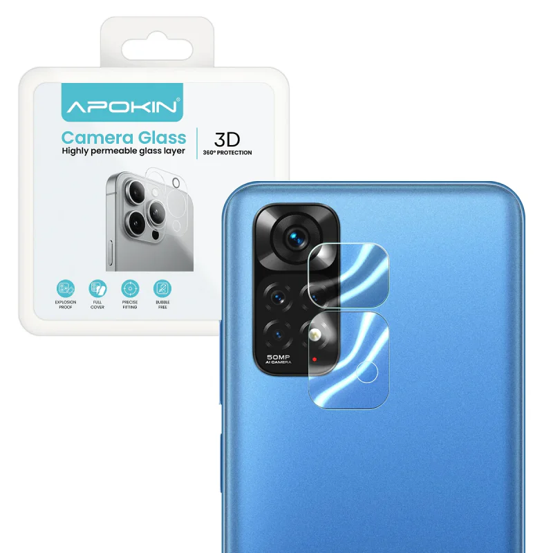 Protetor de Câmara Traseira Apokin para Xiaomi Redmi Note 11 e Redmi Note 11s Vidro Temperado