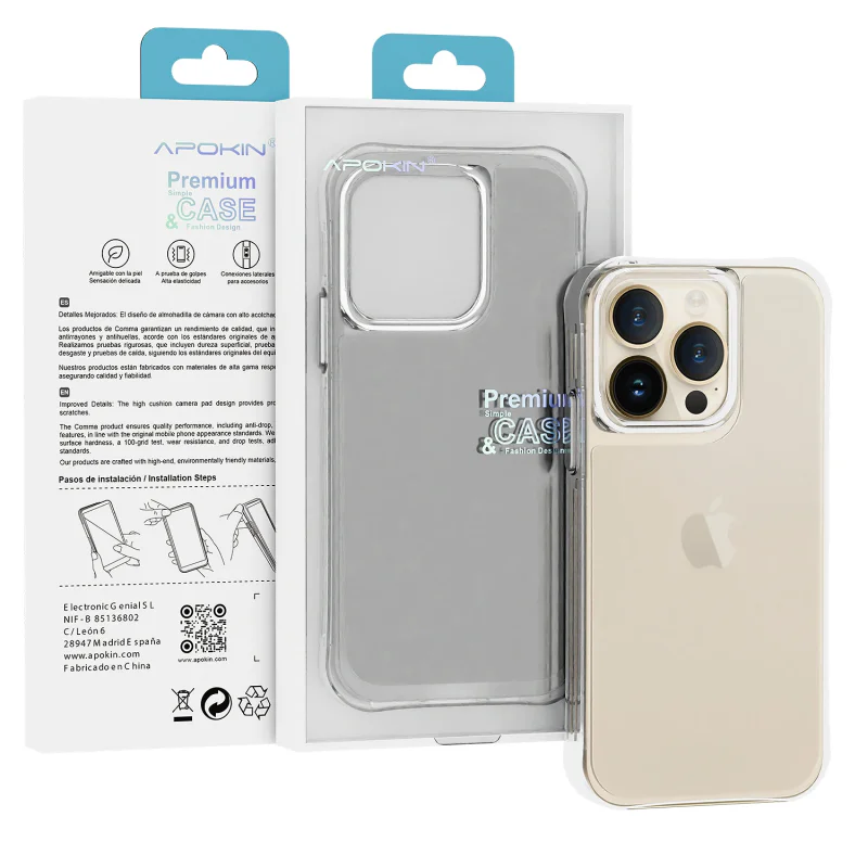 Capa Apokin para iPhone 16 Pro Transparente Espessura Extra de 3,3 mm - Imagem 1