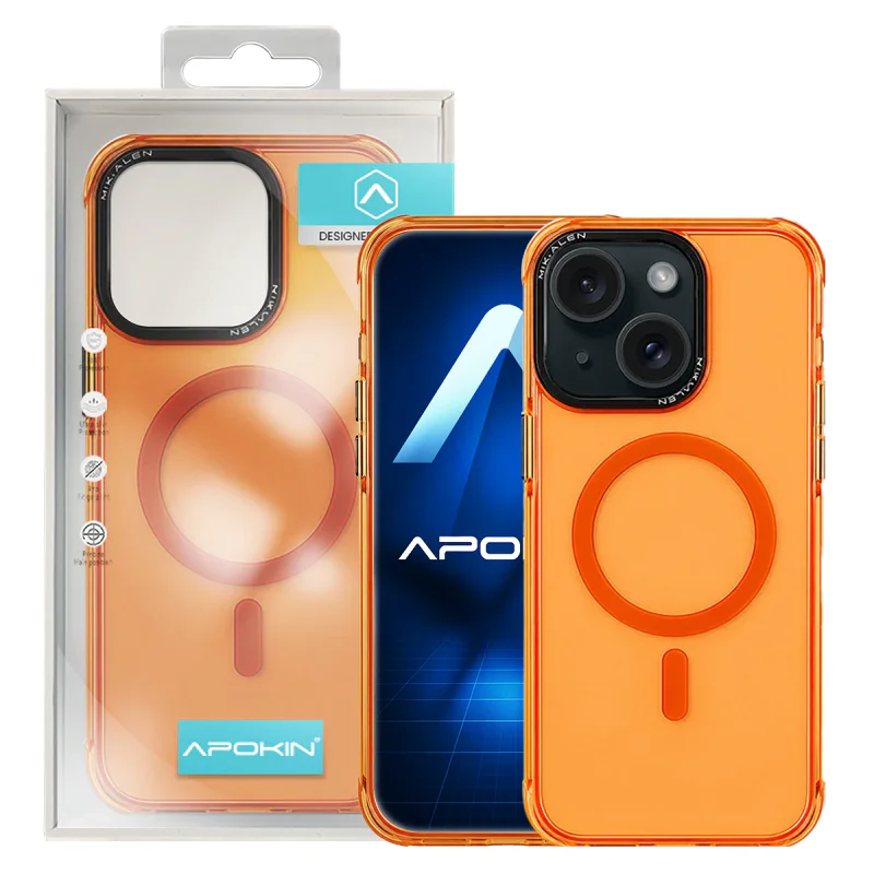 Capa Apokin Flúor com MagSafe para iPhone 13 e iPhone 14 Laranja - Imagem 2