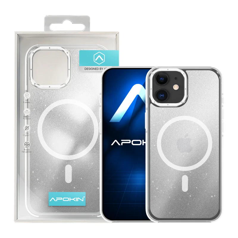 Capa Acrílica Apokin para iPhone 11 com Purpurina e MagSafe Variedade de cores - Imagem 3