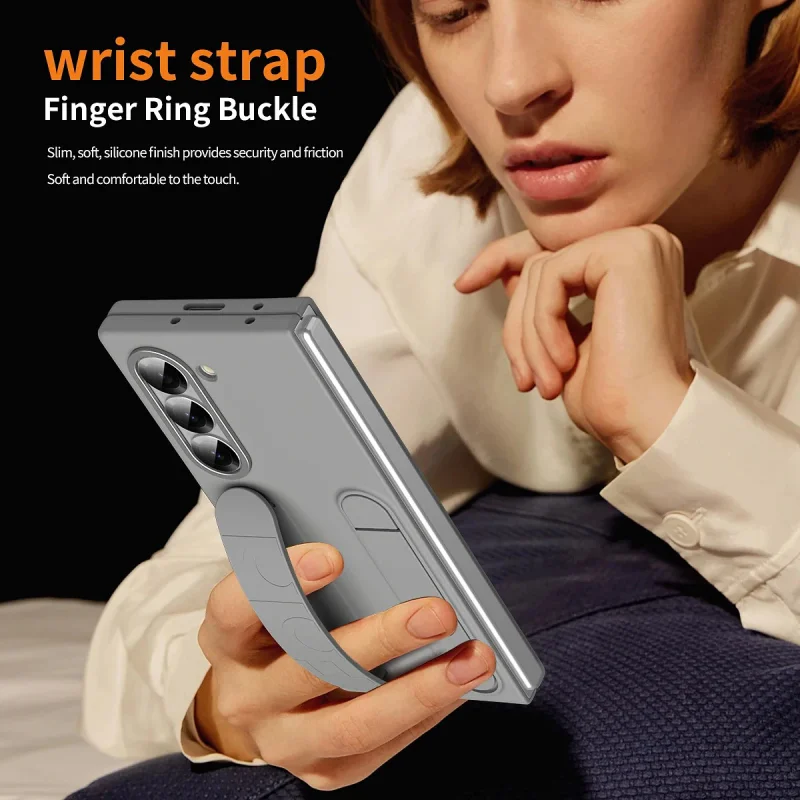 Capa Apokin para Samsung Galaxy Z Fold 8 com Fita e Suporte Azul - Imagem 5