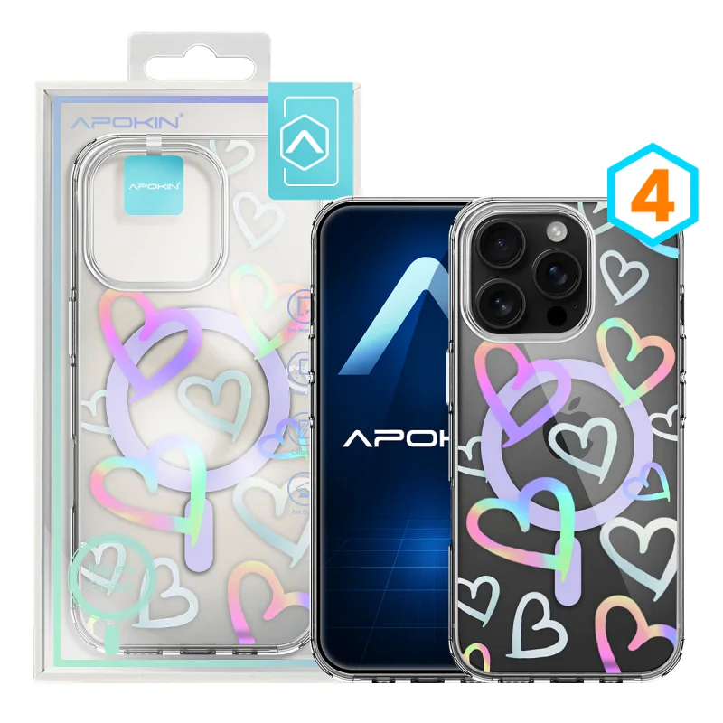Capa Apokin para iPhone 16 Pro Max Iridescente Metálica com MagSafe e Desenhos Variedade de cores - Imagem 5