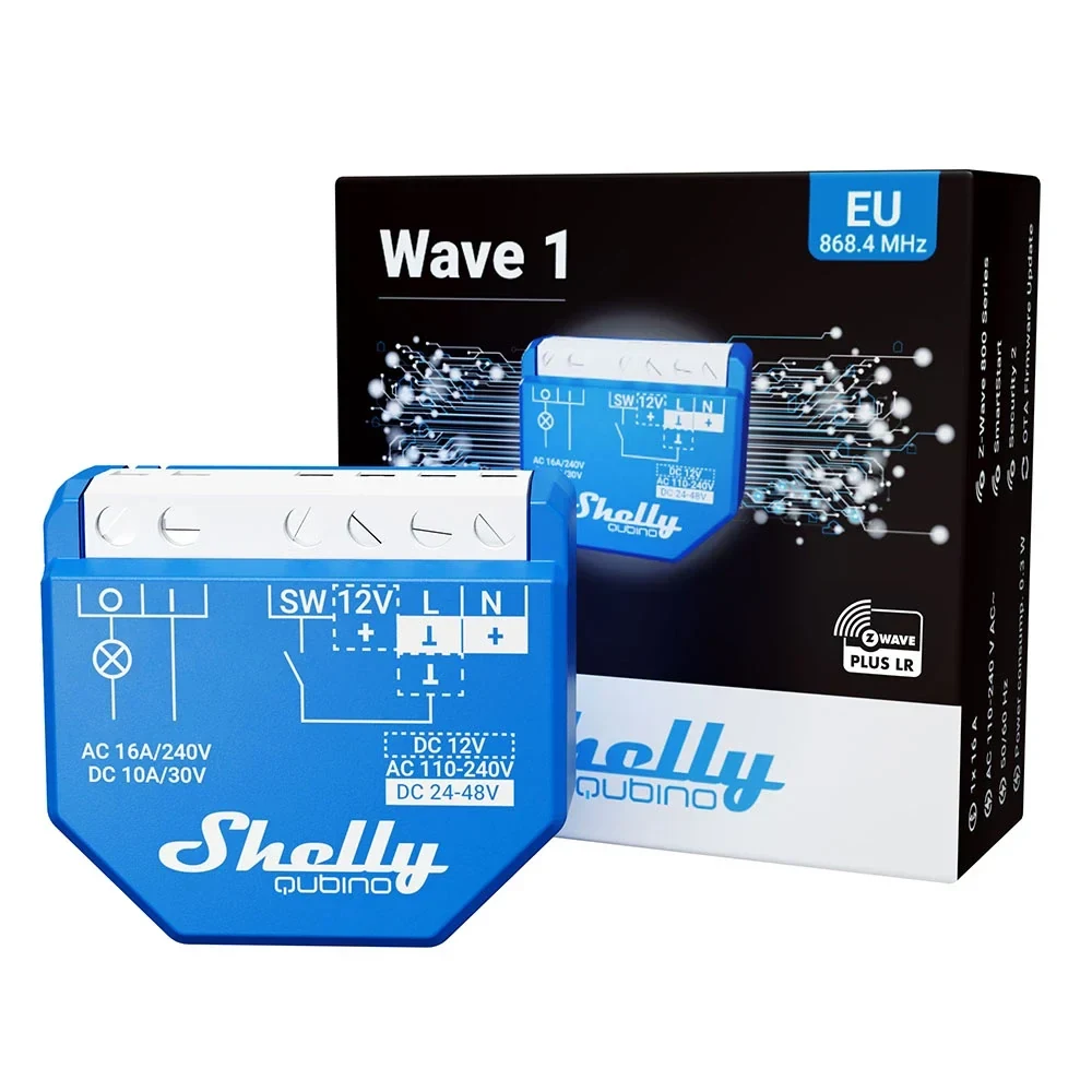 Interruptor Inteligente Shelly Wave 1 EU LR Z-Wave Long Range 1 Canal 16 A Contacto Seco - Imagem 2