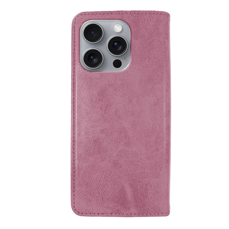 Capa Livro Apokin para iPhone 16 Pro em Pele Sintética com Porta-Cartões Rosa - Imagem 2