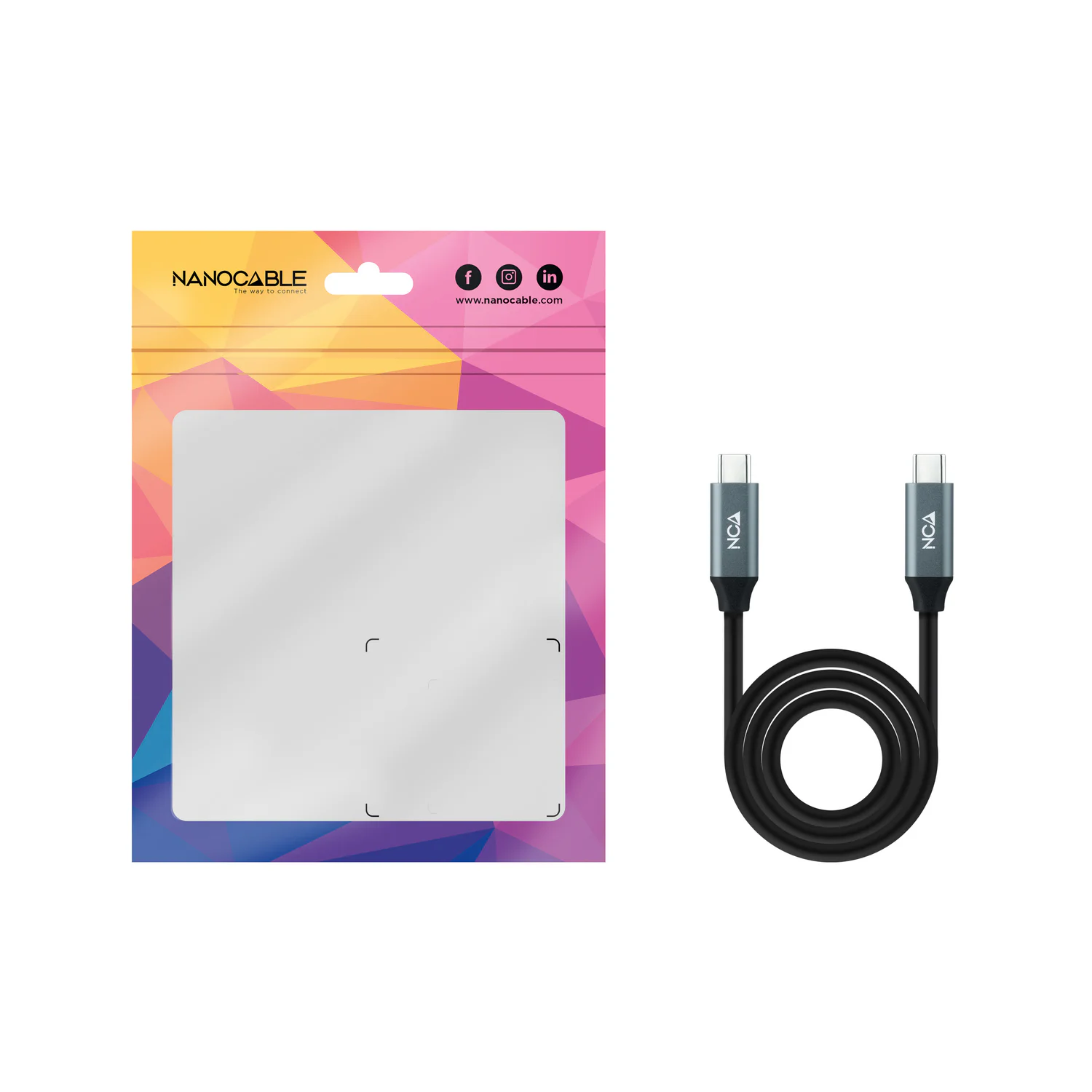 Cabo USB-C para USB-C Nanocable 10.01.4301-L150 USB 3.2 Gen 2x2 100W 1,5 m Cinzento e Preto - Imagem 4