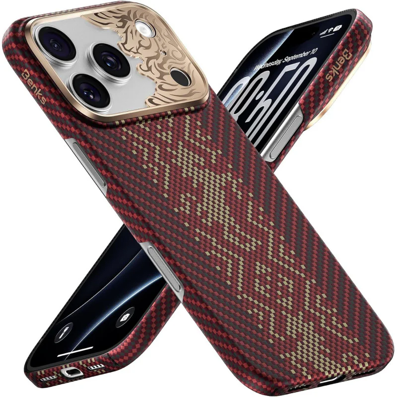Capa Magnética Benks Knight Air C1 em Kevlar para iPhone 17 Pro / 18 Pro Vermelho - Imagem 2