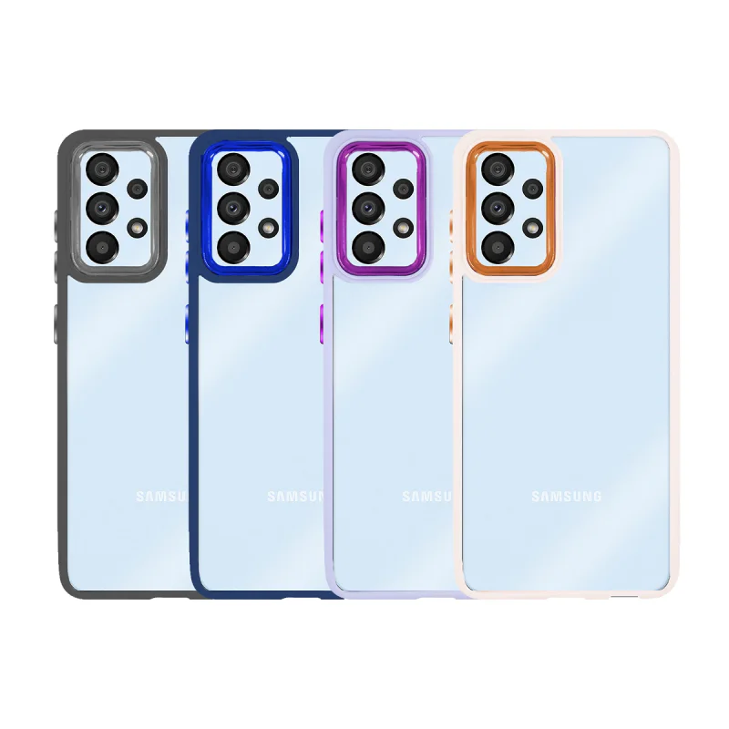 Capa Apokin para Samsung Galaxy A53 5G Transparente Antichoque com Bordo de Câmara em Alumínio Lilás - Imagem 1
