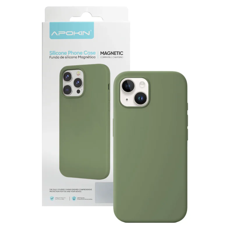 Capa de Silicone Líquido Apokin para iPhone 13 e 14 com MagSafe Preto - Imagem 4