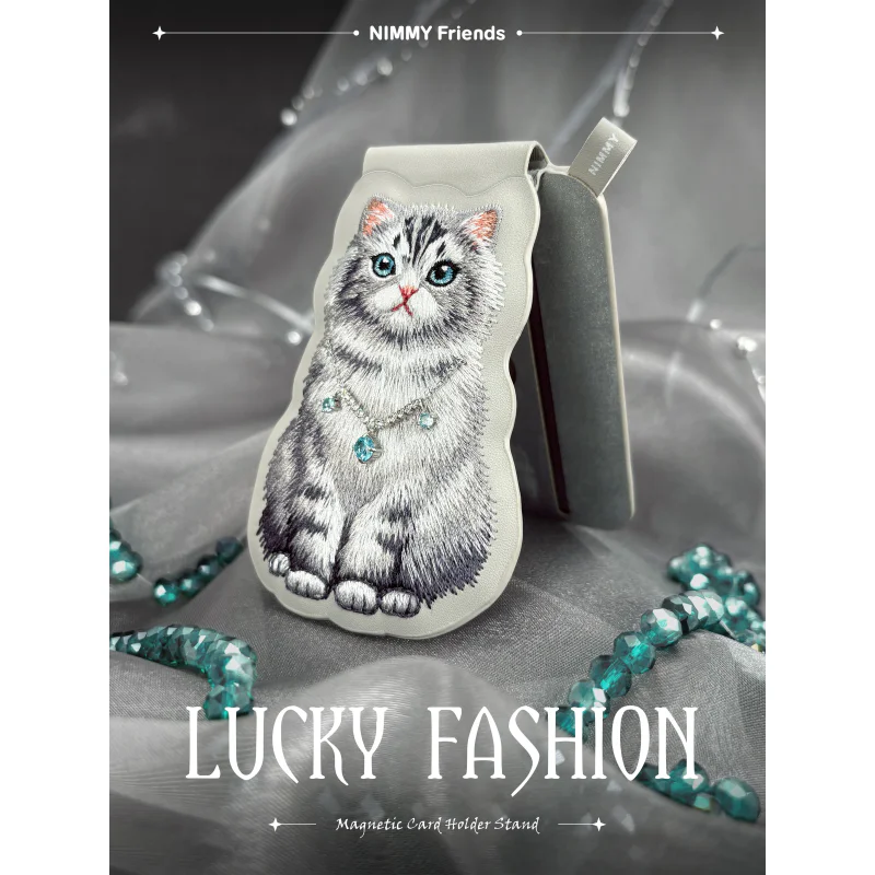 Porta-cartões Magnético Apokin Nimmy Friends Lucky Fashion Gato Cinzento - Imagem 2