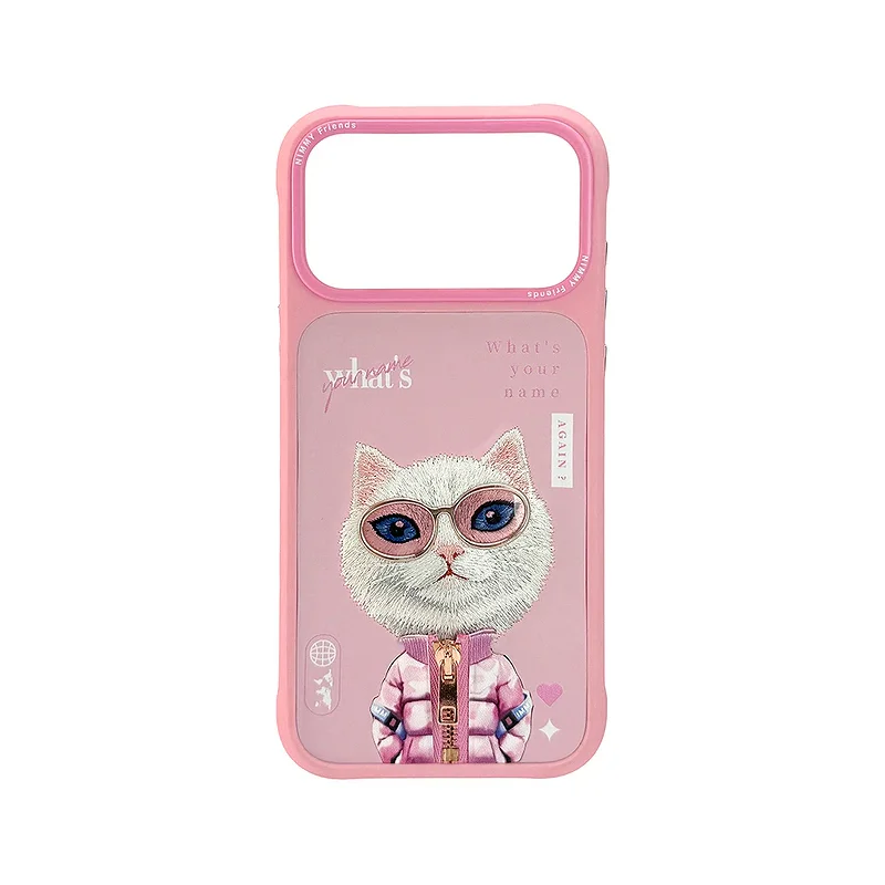 Capa Nimmy Amigos Cool e Cute 2.0 Gato Bordado para iPhone 17 Pro