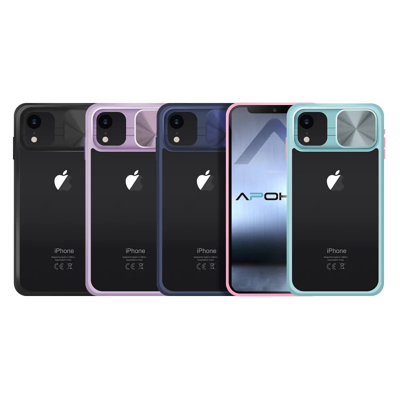 Capa de Gel Apokin Antichoques para Apple iPhone XR com Tampa Deslizante de Câmara Cor: Azul marinho - Imagem 1