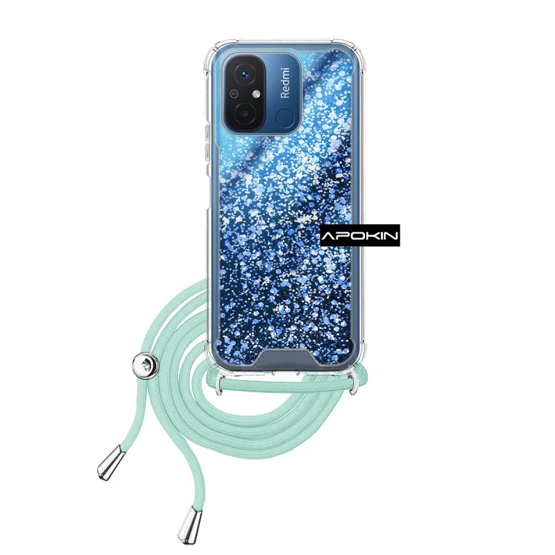 Capa em Gel Apokin para Xiaomi Redmi 12C / 11A Transparente com Cordão Lilás - Imagem 4
