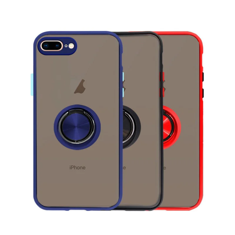Capa de Gel Apokin para iPhone 7 Plus / 8 Plus Fumada Magnética com Suporte Vermelho