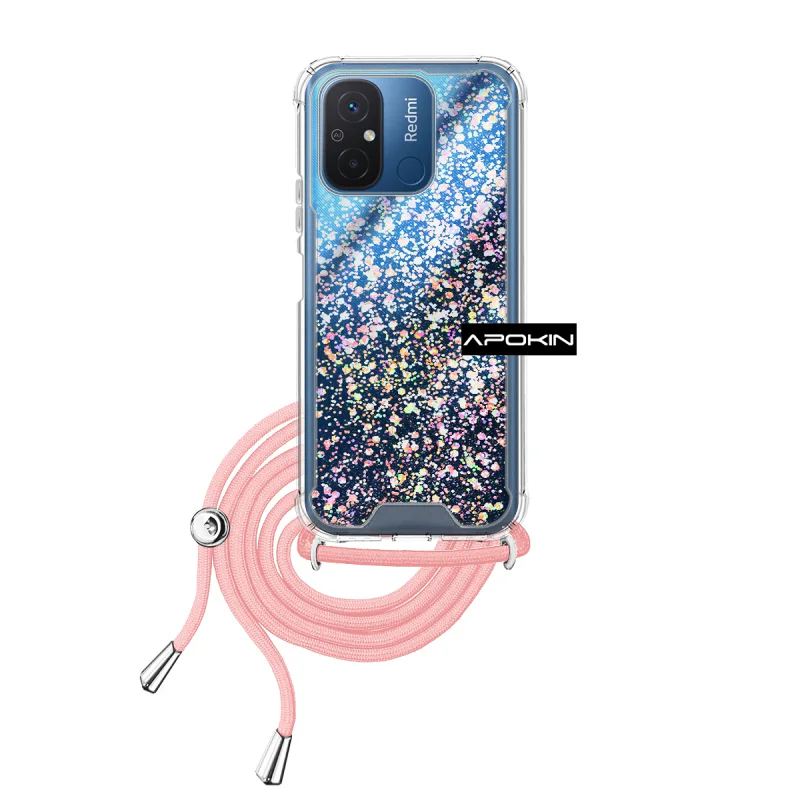 Capa em Gel Apokin para Xiaomi Redmi 12C / 11A Transparente com Cordão Lilás - Imagem 3