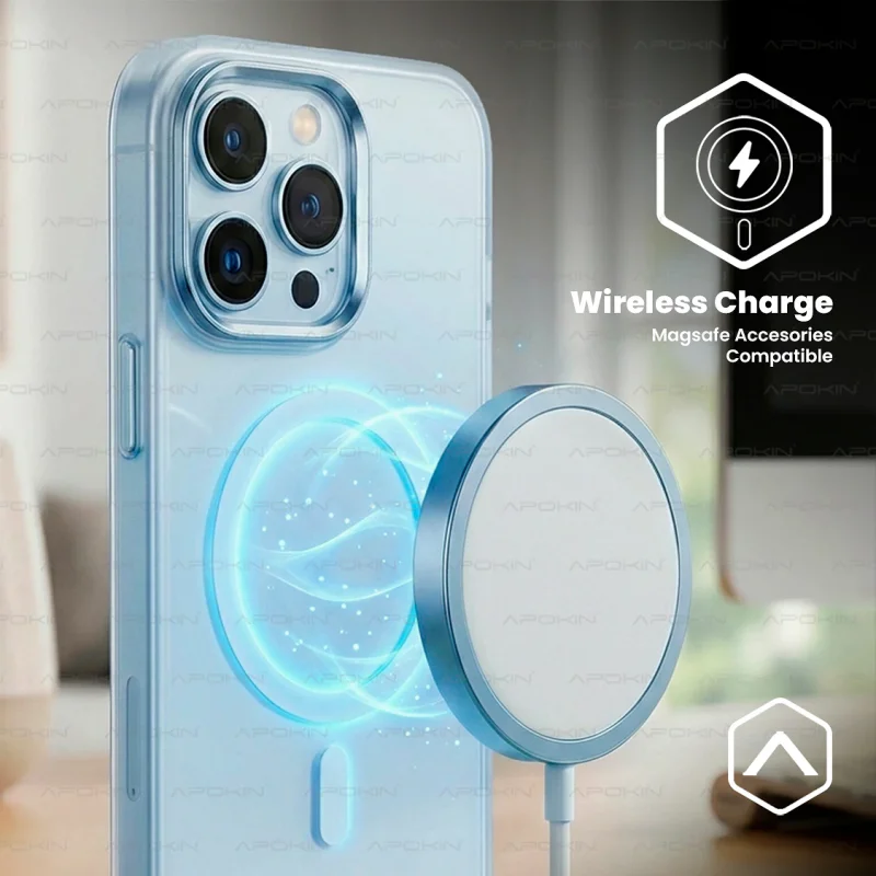 Capa Apokin para iPhone 16 Pro Acabamento Aveludado Fumado com MagSafe Transparente - Imagem 2
