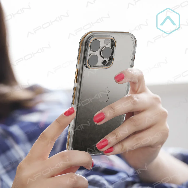 Capa Acrílica Apokin com Tampa de Câmara e Suporte para iPhone 14 Pro Cinzento - Imagem 6
