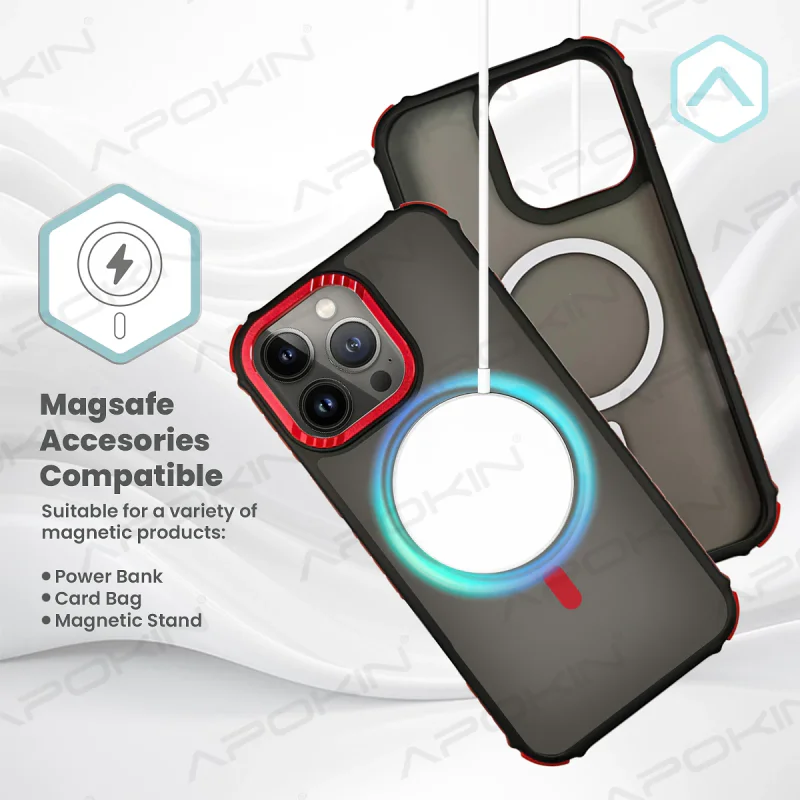 Capa Apokin Rock para Apple iPhone 15 Pro Max com MagSafe Efeito Fumado Vermelho - Imagem 4