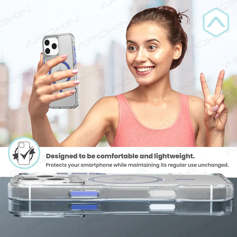 Capa Apokin para Apple iPhone 15 Pro com MagSafe Transparente Branco - Imagem 5