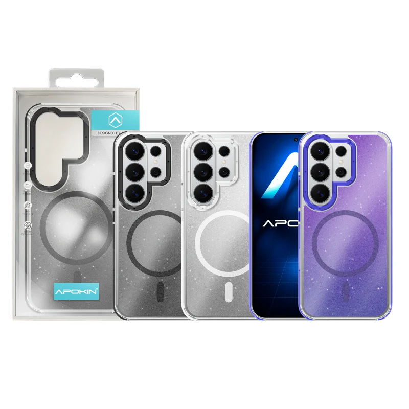 Capa Apokin para Samsung Galaxy S26 Ultra Acrílica com Purpurina e MagSafe Prata - Imagem 1