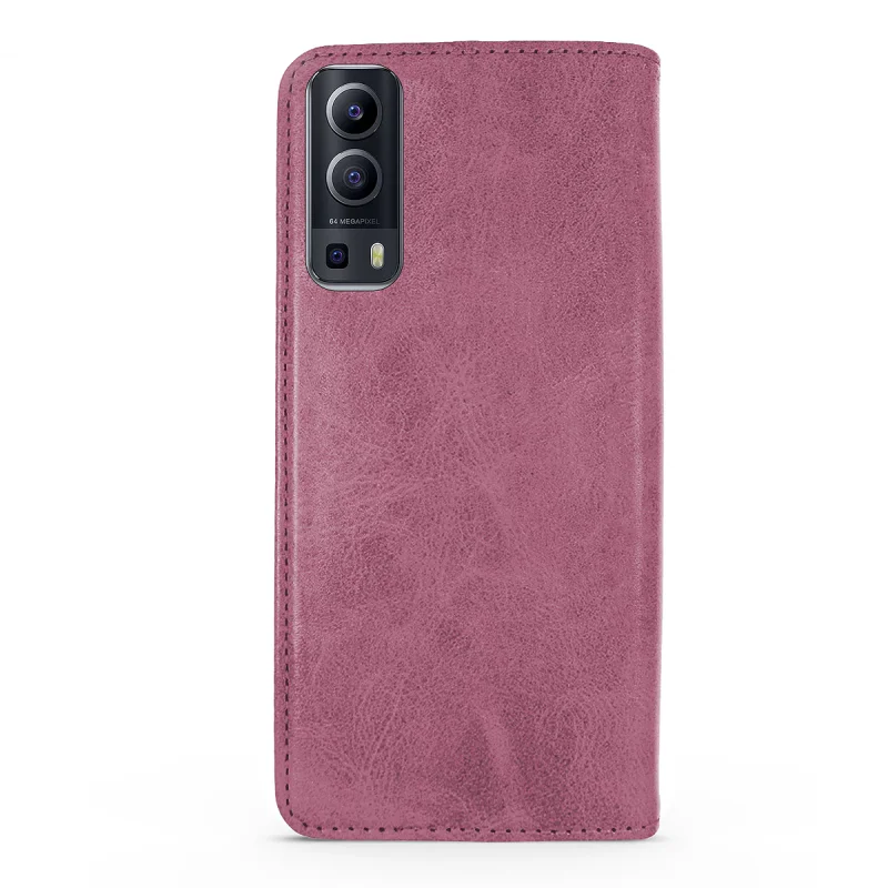 Capa Tipo Livro com Porta-cartões Apokin em Pele para Vivo Y20s Vermelho - Imagem 5