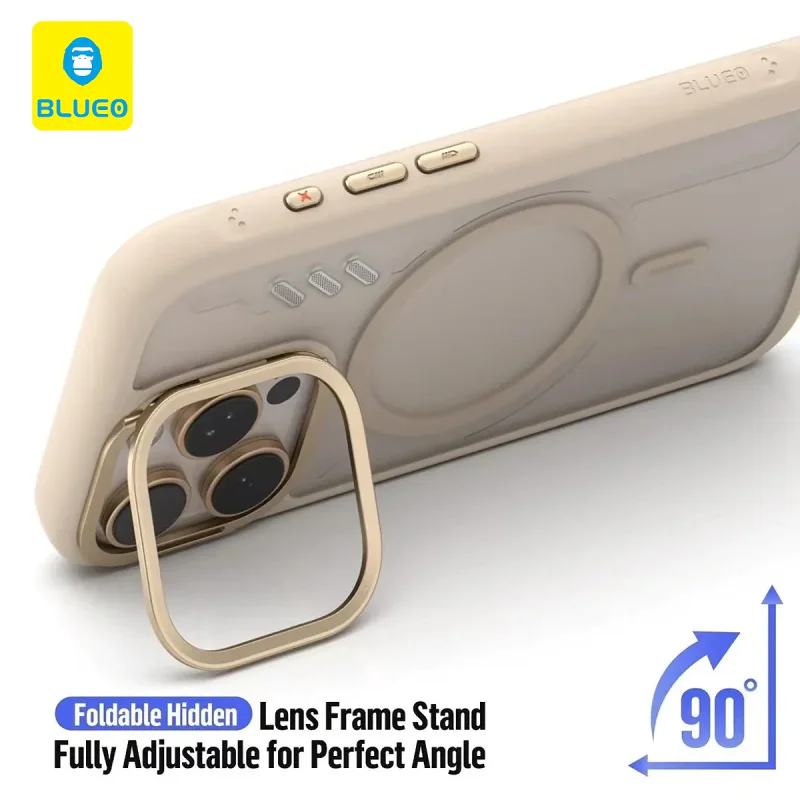Capa Apokin BLUEO para iPhone 16 Pro Magnética Mate com Suporte Branco - Imagem 3