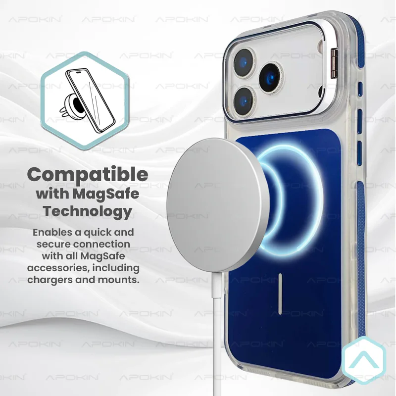 Capa Apokin para iPhone 17 Air Acrílica com MagSafe e Suporte Azul - Imagem 6