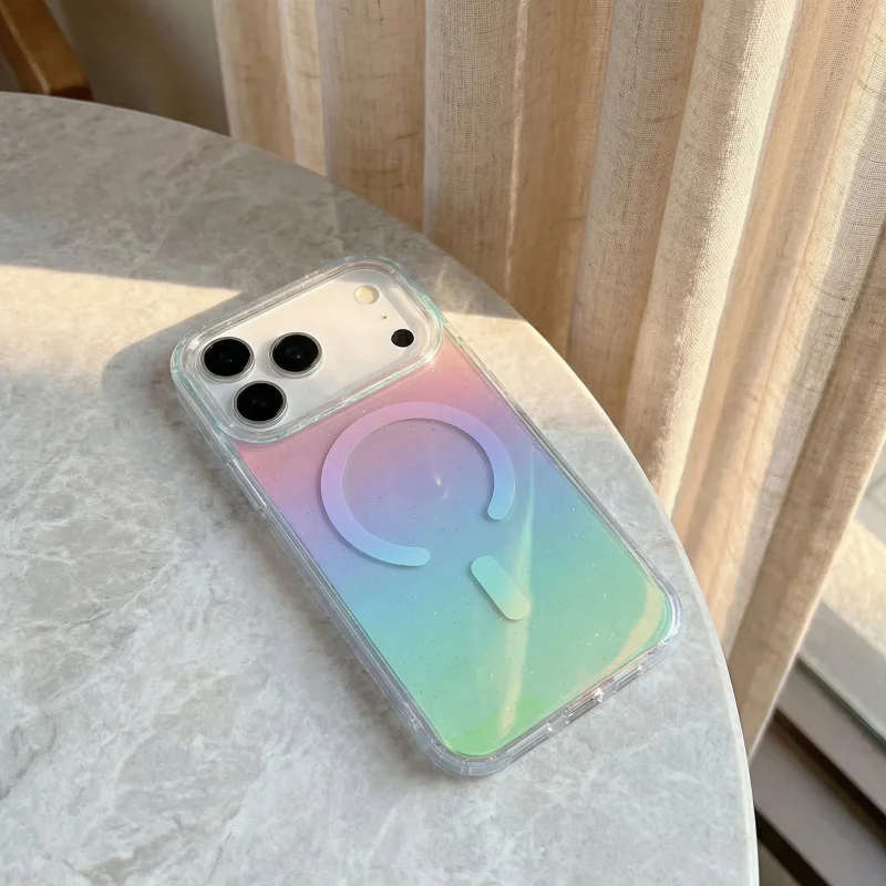 Capa Apokin para iPhone 17 Pro e 18 Pro com MagSafe Degradé e Glitter Multicolor - Imagem 4