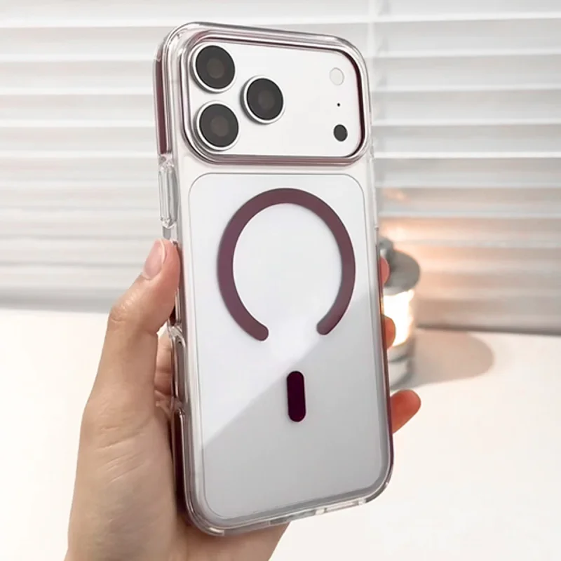 Capa Magnética NJOYNY M02 com Moldura Reforçada para iPhone 18 Pro Max Bordeaux - Imagem 3