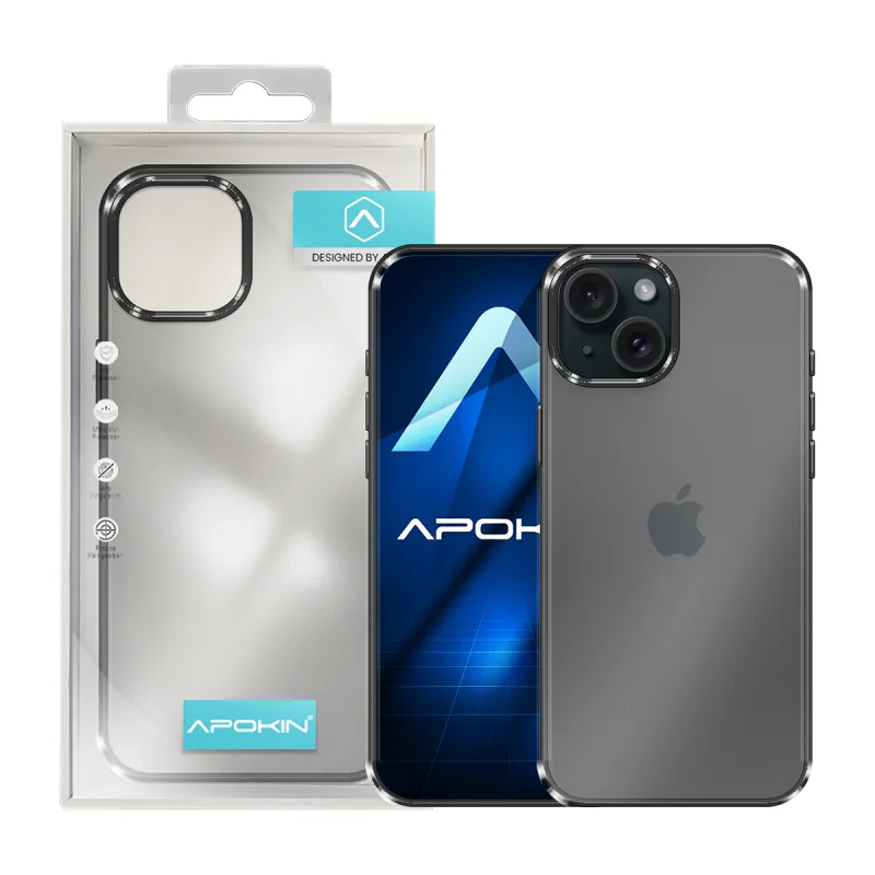 Capa Apokin para iPhone 15 Plus Antichoques Acrílica com Borda Colorida Azul - Imagem 2