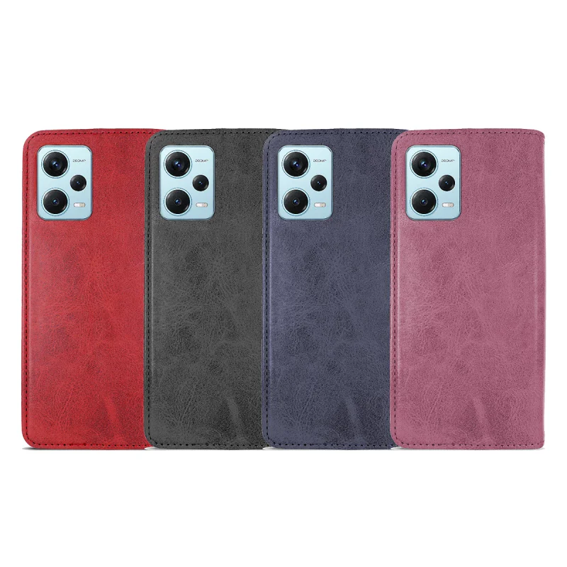 Capa Apokin para Xiaomi Redmi Note 12 Pro Plus com Porta-Cartões em Couro Sintético Vermelho