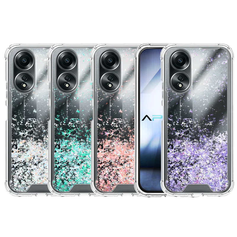 Capa Apokin para Oppo A58 4G Gel Transparente com Purpurina Azul turquesa - Imagem 1