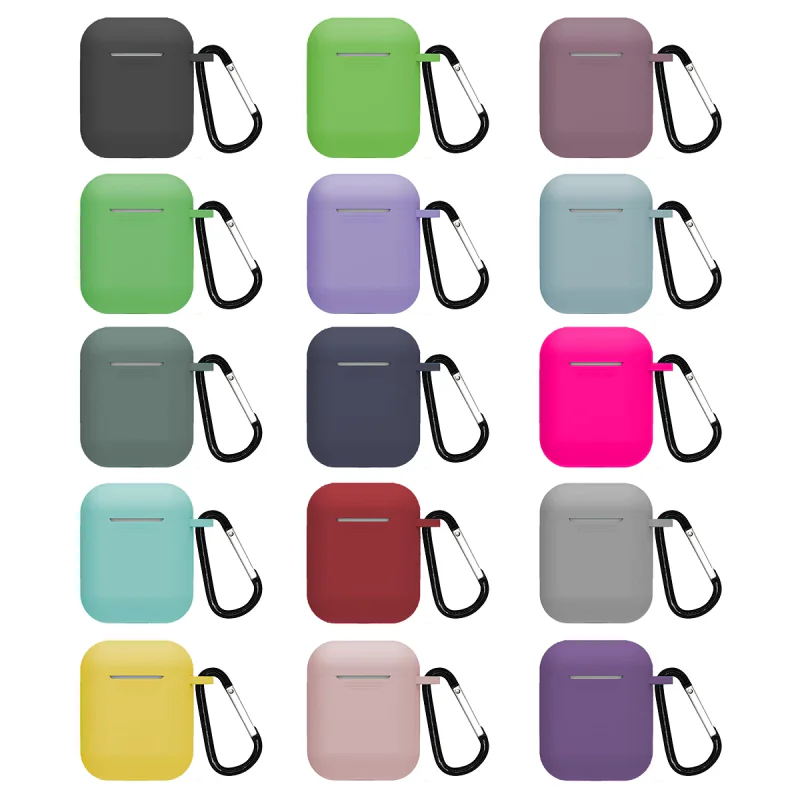 Capa de Silicone Apokin para Apple AirPods 1 / 2 com Mosquetão Cinza - Imagem 1