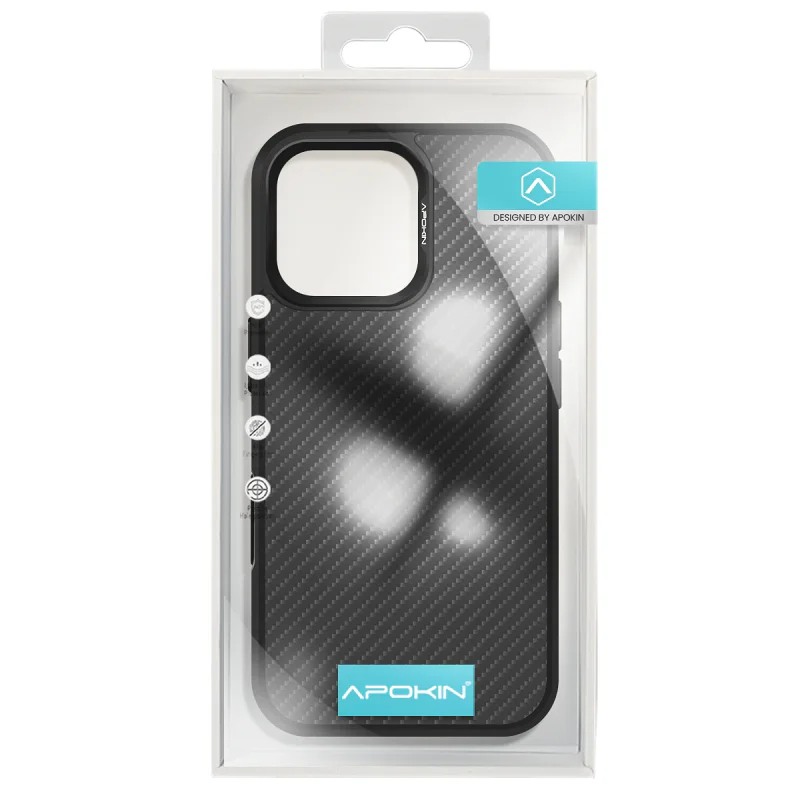 Capa Apokin iPhone 16 Pro Efeito Fibra de Carbono com MagSafe Preto - Imagem 3