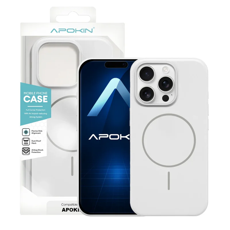 Capa Apokin para iPhone 16 Pro Silicone Premium com MagSafe Branco - Imagem 5