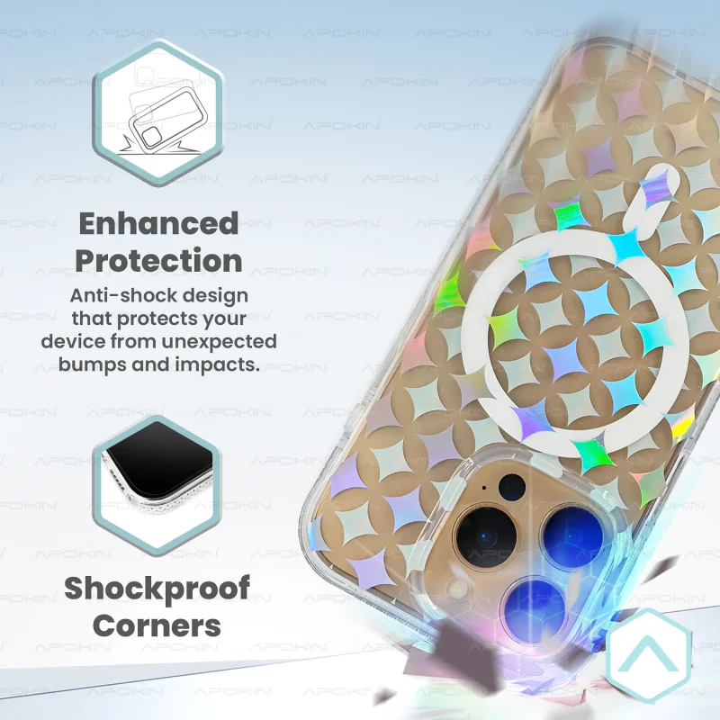 Capa Apokin para iPhone 17 Pro Max e 18 Pro Max Metálica Iridescente com Desenhos e MagSafe 5 - Imagem 2